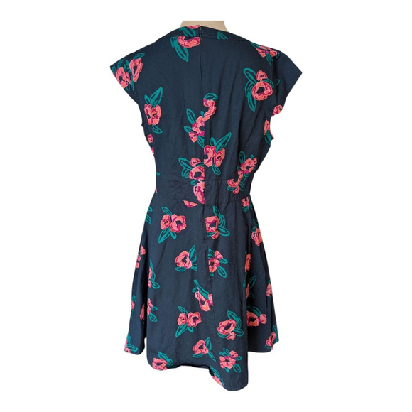Mata Traders 100% Cotton Fit & Flare Floral Dress Women's L Fair Trade Romantic - Picture 2 of 10